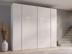 Home affaire Kleiderschrank »Kleiderschrank Malissa mit Regalen und Kleiderstangen«, Garderobe mit 6 Hochglanz-Drehtüren, BxTxH 270x59x237 cm