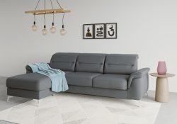 sit&more Ecksofa »Sinatra«, mit Recamiere, optinal mit Kopfteilverstellung und Armteilfunktion oder Kopfteilverstellung, Armteilfunktion, Bettfunktion und Bettkasten, chromfarbene Metallfüsse