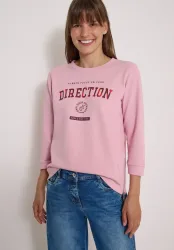 3/4-Arm Shirt mit Rundhals und Wording