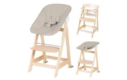 roba Treppenhochstuhl Born Up natur Set 2 in 1 inkl. Aufsatz Greyish gesteppt