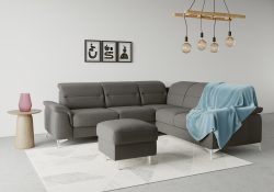 sit&more Ecksofa »Sinatra«, optional mit Kopfteilverstellung und Armteilfunktion oder Kopfteilverstellung, Armteilfunktion, Bettfunktion und Schubkasten, langer Schenkel links oder rechts bestellbar, chromfarbene Metallfüsse
