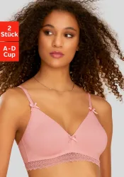 petite fleur by Lascana Bralette-BH Packung, ohne Bügel, mit Spitzenband, aus weicher Baumwolle, bequemer BH