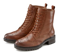 LASCANA Stiefelette, Boots aus Leder zum Schnüren und Reissverschluss