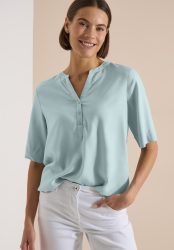 Kurzarm Bluse mit Split Neck