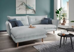 INOSIGN Ecksofa »Lazio«, mit Zierkissen, Füsse naturfarben
