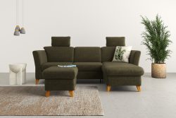 Home affaire Ecksofa »Trelleborg«, Federkern-Polsterung, wahlweise mit Bettfunktion und Bettkasten, Kopfstützen optional