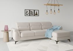 sit&more Ecksofa »Sinatra«, mit Recamiere, optional mit Kopfteilverstellung und Armteilfunktion oder mit Kopfteilverstellung, Armteilfunktion, Bettfunktion und Bettkasten, mattschwarze Metallfüsse