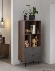 Bücherregal Walnuss 60x40x138 grau