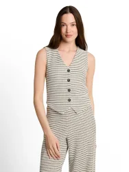 TOM TAILOR Denim Kurzweste mit Streifen-Muster und V-Ausschnitt