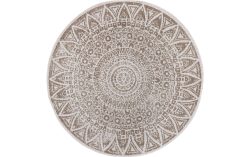 Freundin home collection, freundin Home Collection Teppich »Lilja«, rund, 5 mm Höhe, In-und Outdoor geeignet, Mandala, Wohnzimmer, Balkon, Terrasse, Garten, Pflegeleicht, Flachgewebe, Wendbar