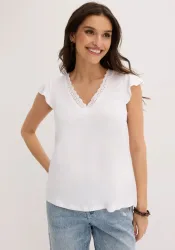 bonprix Shirt aus Viskose-Mixweiß 32Damen