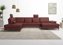 Places of Style Wohnlandschaft »Costello«, incl. Sitztiefenverstellung und Armlehnfunktion, 3 Nierenkissen