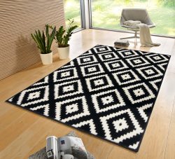 HANSE Home Teppich »Raute«, rechteckig, 9 mm Höhe, Rauten Muster, Ringsum kegettelt, Velours Haptik, Wohnzimmer, Schlafzimmer, Arbeitszimmer, Robust, Pflegeleicht