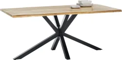 mutoni - Massivholztisch 240x100 - Akazie natur - Metall antik - mit Baumkante, One Size, Multicolor