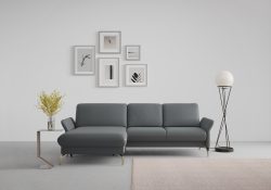 sit&more Ecksofa »Fashion«, wahlweise mit Kopfteilverstellung und Vorziehsitz, motorisch, mit satinierten Nickelfüssen