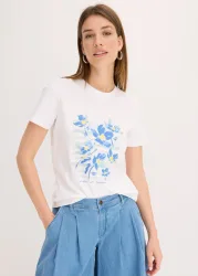 bonprix T-Shirt aus elastischem Baumwoll-Mixweiß 40Damen