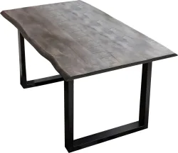 mutoni - Esstisch Massivholz Mango sägerau Stahl 160x85, One Size, Braun