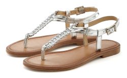 Vivance Zehentrenner, Sandalette, Sommerschuh,Sandale aus Leder mit Flecht-Optik