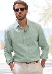John Devin Langarmhemd »Regular Fit,«, Streifenhemd aus reiner Baumwolle