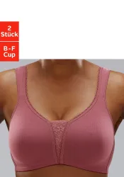 petite fleur by Lascana Soft-BH Packung, ohne Bügel, Baumwolle mit Spitzen-Details, grosse Grössen, bequemer BH