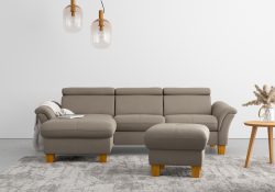Home affaire Ecksofa, wahlweise mit Bett mit klappbaren Rollen, Kasten und Kopfverstellung