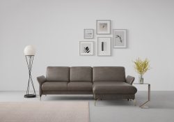 sit&more Ecksofa »Fashion«, wahlweise mit Kopfteilverstellung und Vorziehsitz, motorisch, mit satinierten Nickelfüssen