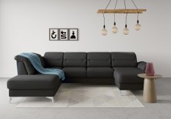 sit&more Wohnlandschaft »Sinatra«, optional mit Kopfteilverstellung und Armteilfunktion oder mit Kopfteilverstellung, Armteilfunktion, Bettfunktion und Stauraum, chromfarbene Metallfüsse
