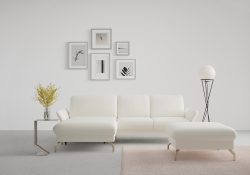 sit&more Ecksofa »Fashion«, wahlweise mit Kopfteilverstellung und Vorziehsitz, motorisch, mit satinierten Nickelfüssen