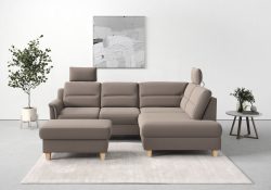 sit&more Ecksofa »Farö«, inklusive Federkern, mit naturfarbenen Füssen, wahlweise mit Bettfunktion und Bettkasten