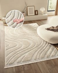 Home affaire Teppich »»Geron« in Stein-Optik,«, rechteckig, dichte Qualität, Woll-Look, Boho, mit Fransen, Scandi-Look