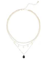LASCANA Kette mit Anhänger Halskette in Lagen-Look mit Tropfen-Anhänger