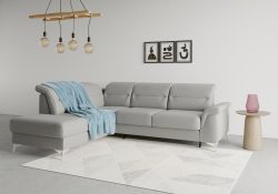 sit&more Ecksofa »Sinatra«, mit Ottomane, optional mit Kopfteilverstellung und Armteilfunktion oder Kopfteilverstellung, Armteilfunktion, Bettfunktion und Stauraum, chromfarbene Metallfüsse