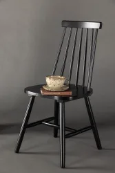 Stuhl 2er-Set Kobula Schwarz Holz B 43 cm - Material: Gummibaum - Stuhl 2er-Set