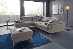 sit&more Ecksofa, 12 cm Fusshöhe, inklusive Sitztiefenverstellung, wahlweise Kopfteilverstellung, wahlweise in 2 unterschiedlichen Fussfarben