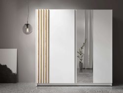 Home affaire Kleiderschrank »Kleiderschrank Charisy mit 4 Einlegeböden und Kleiderstange«, Garderobe mit 2 Schwebetüren und Lamellen, B/H/T 200/198,5/62 cm
