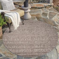 Carpet City Teppich »Santorini«, rund, 5 mm Höhe, 3D-Effekt, für Wohnzimmer, Flur, Küche, Wintergarten, Balkon, Wetterfest & UV-beständig