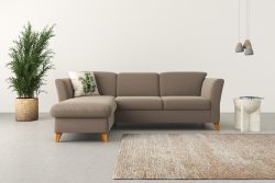 Home affaire Ecksofa »Trelleborg«, Federkern-Polsterung, wahlweise mit Bettfunktion und Bettkasten, Kopfstützen optional