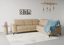 sit&more Ecksofa »Sinatra«, optinal mit Kopfteilverstellung und Armteilfunktion oder mit Kopfteilverstellung, Armteilfunktion, Bettfunktion und Schubkasten, langer Schenkel links oder rechts bestellbar, mattschwarze Metallfüsse