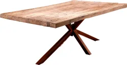 mutoni - Massivholztisch 180x100 - Teak natur - Metall antik, One Size, Multicolor