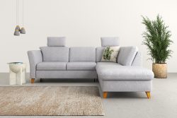 Home affaire Ecksofa »Trelleborg«, Federkern-Polsterung, wahlweise mit Bettfunktion und Stauraum, Kopfstützen optional