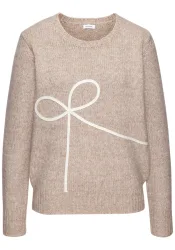 LASCANA Strickpullover mit Schleifen-Applikation vorne, casual