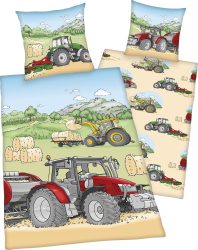 Herding Flanell Kinder-Wendebettwäsche Traktor