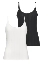 Vivance Unterhemd 2er-Pack, aus weicher Pointelle-Ware mit Spitze, reine Baumwolle