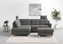sit&more Ecksofa »Farö«, inklusive Federkern, mit naturfarbenen Füssen, wahlweise mit Bettfunktion und Bettkasten