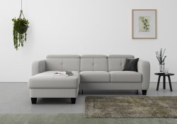 sit&more Ecksofa »Bellucci«, inklusive Kopfteilverstellung und Federkern, wahlweise mit Bettfunktion und Bettkasten