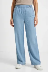 High Waist Wide Leg Hose mit Knopfdetails