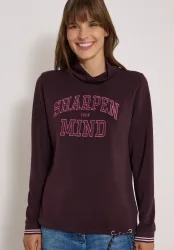 Langarm Shirt mit Stehkragen und Wording
