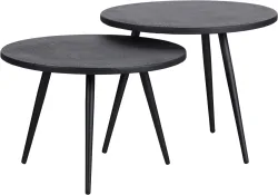 mutoni - Beistelltisch Suze Holz Metall (2er-Set), One Size, Schwarz