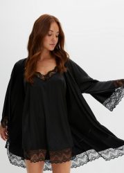 bonprix Morgenmantel-Set: Kimono + Negligé (2-tlg. Set)schwarz 36Damen