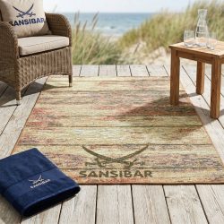 Sansibar Teppich »Rantum Beach SA-029«, rechteckig, Flachgewebe, modernes Design, Motiv Holzdielen, In- & Outdoor geeignet
